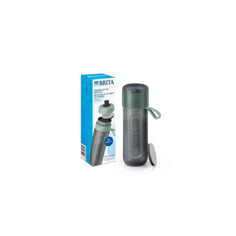 Bottiglia filtrante brita active 0.6l + 2 microdisc verde/nero [hkbryfwactivezi]