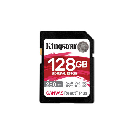 128gb scheda sdxc kingston canvas react plus [sdr2v6/128gb]