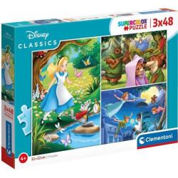 Puzzle clementoni supercolor disney classic multicolore 3x48pz [25267]