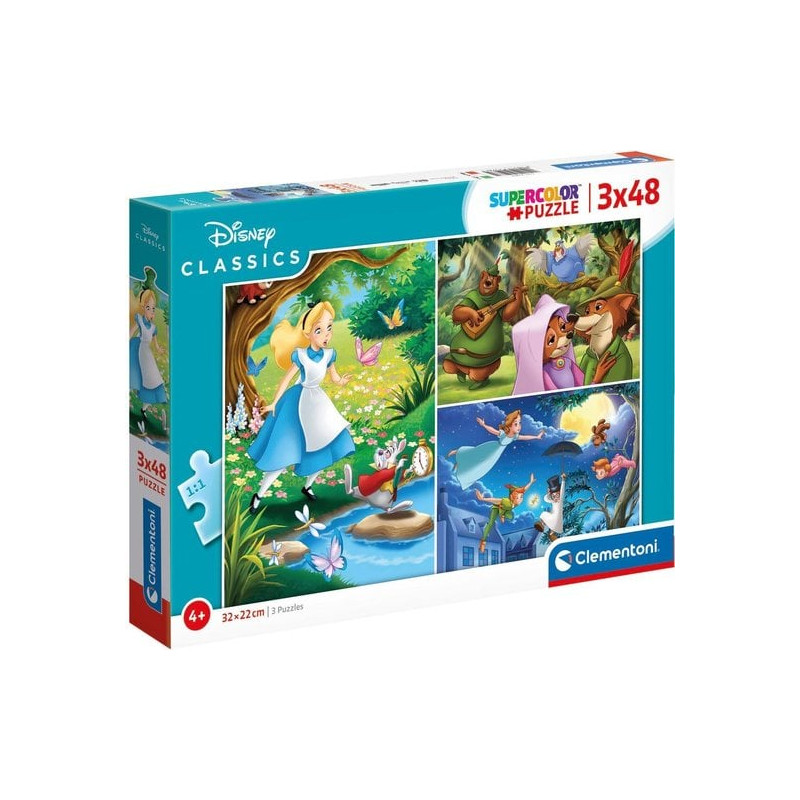 Puzzle clementoni supercolor disney classic multicolore 3x48pz [25267]