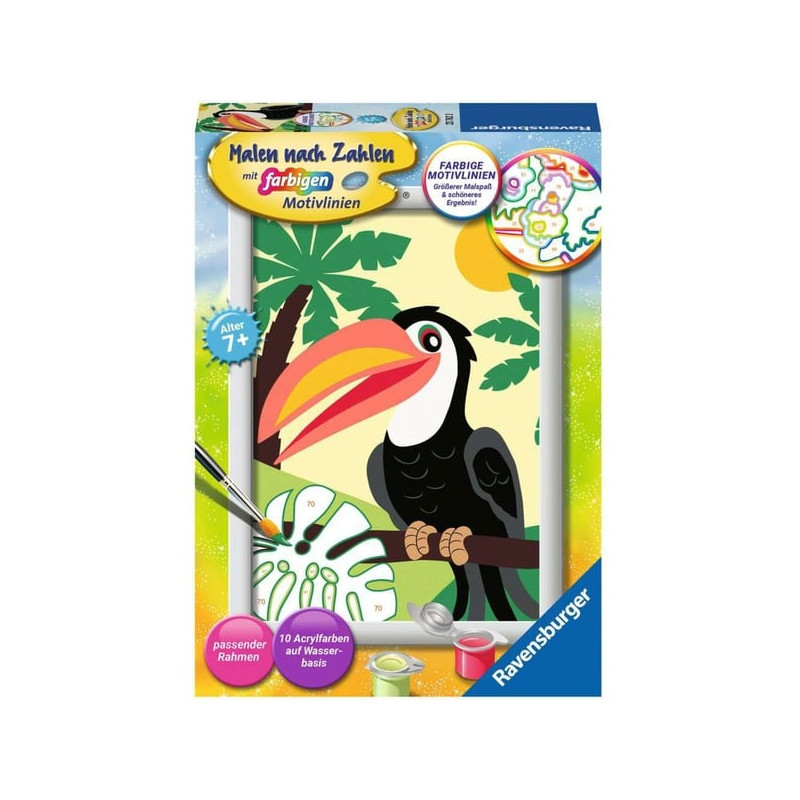Dipingere con i numeri ravensburger tucano nella giungla 13x18cm