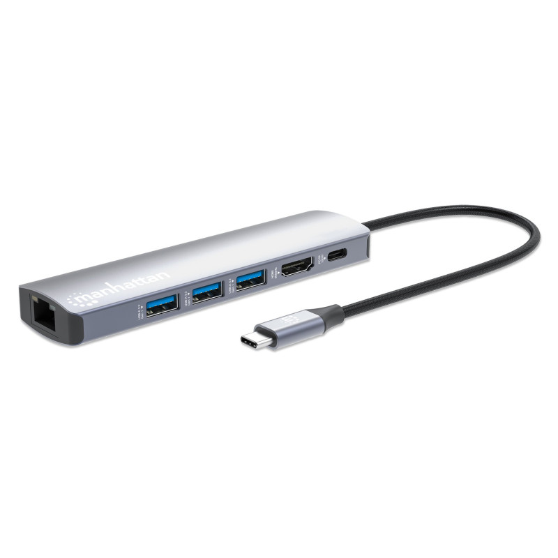 Docking station manhattan usb-c hub multiporta pd 6in1 4k 100w