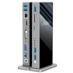 Docking station adj 15in1 usb3.0 york hdmi+dvi+vga+lan+5*usb+sd/tf+3.5mm