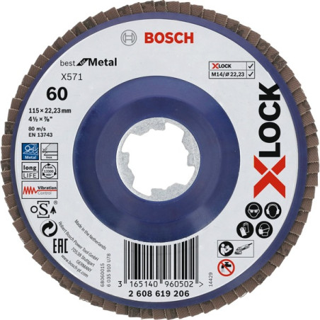Disco abrasivo bosch x-lock x571 per metallo 115mm [2608619206]