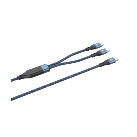 Cavo usb vultech doppio usb-c in nylon 100w 1.2m blu [cs-nccc12bl]