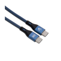 Cavo usb vultech usb-c/c in nylon 60w 1.2m blu [cs-ncc12bl]