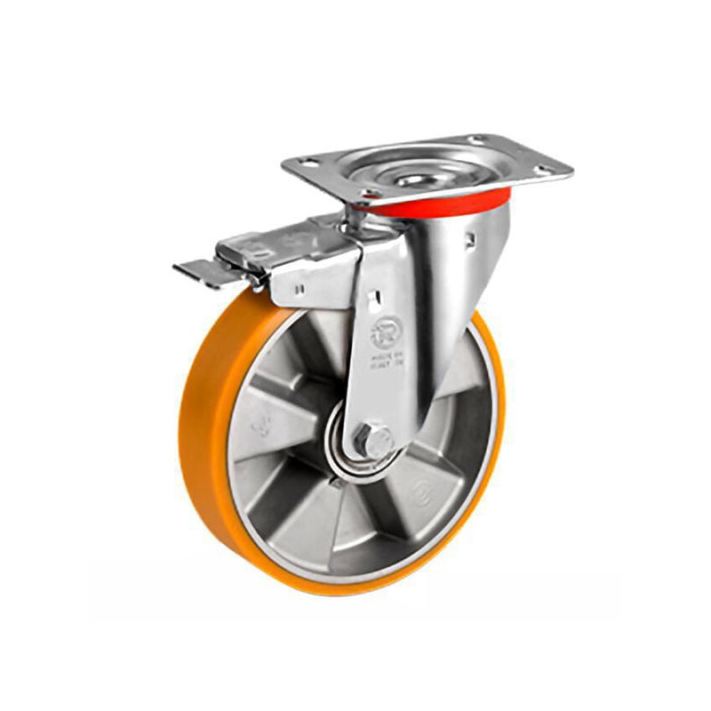 Ruota in poliuretano tellure rota tr c/piastra nl rotante e freno