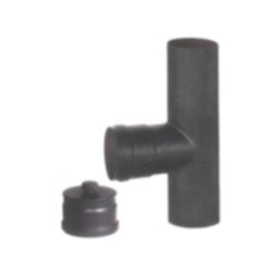 Gomito a t per pellet in acciaio ala 8 nero 2mm [ala]