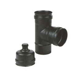 Gomito a t per pellet in inox maral 8 nero 300 gradi [maral]