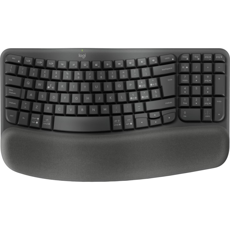 Tastiera logitech wave keys wireless/bluetooth qwerty italiano grafite