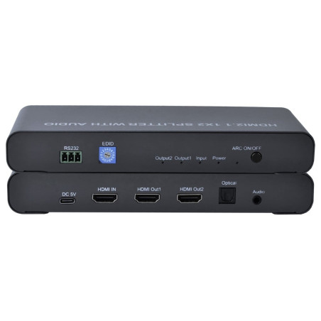 Splitter hdmi tehly 8k 1 in 2 out con spdif e audio 3.5mm