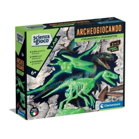 Gioco educativo clementoni archeogiocando pteranodonte e velociraptor