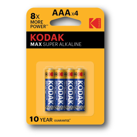 Batterie alcaline kodak max super alkaline pile aaa 1.5v lr3 giallo/blu