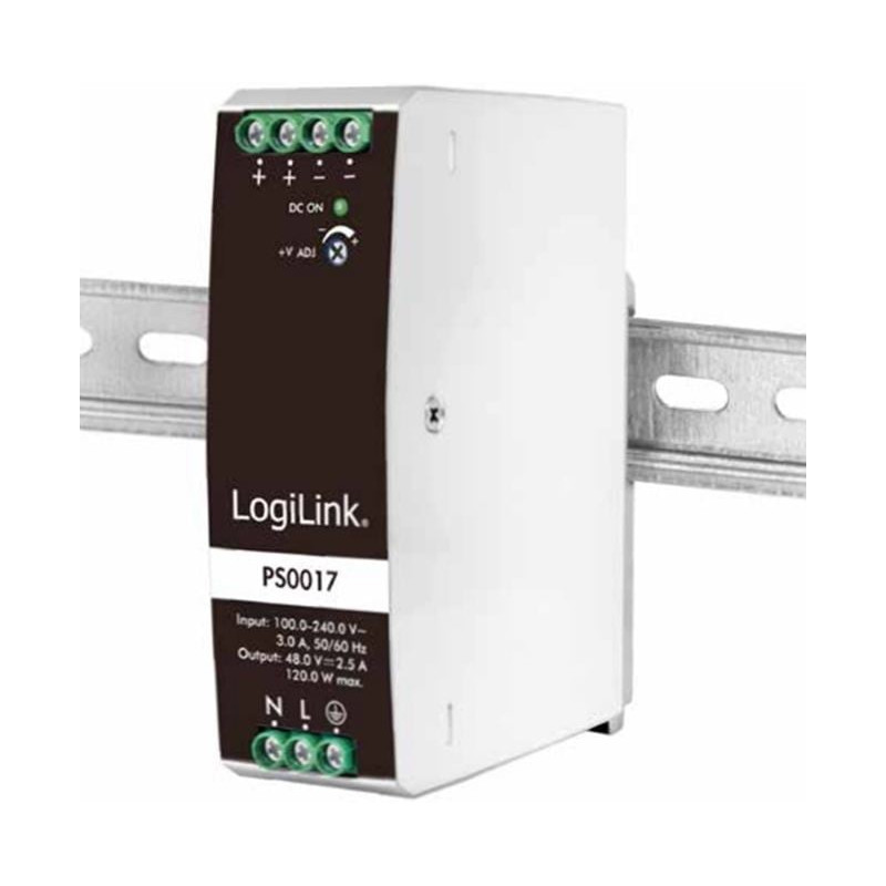 Alimentatore per guida logilink ps0017 48v 2.5a 120w [ipw-din-dc48120w]