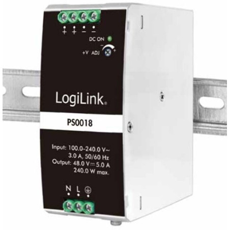 Alimentatore per guida logilink ps0018 48v 5a 240w [ipw-din-dc48240w]