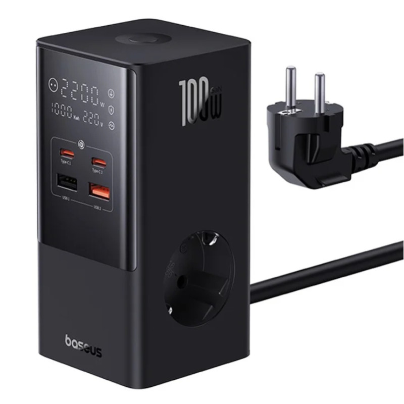 Alimentatore da rete baseus powercombo tower 100w nero [e00023609113-00]