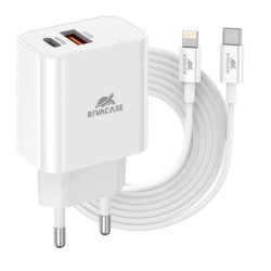 Alimentatore da rete riva case usb-a/c con cavo usb-c/lightning