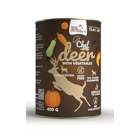 Cibo per cani syta micha chef deer with vegetables - wet dog