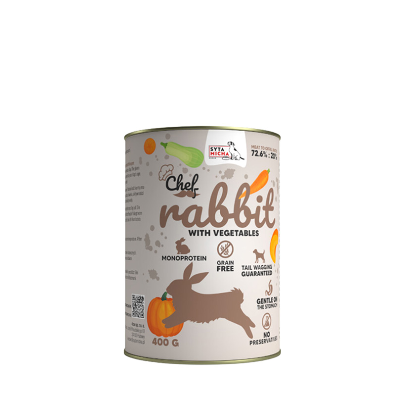 Cibo per cani syta micha chef rabbit with vegetables - wet dog
