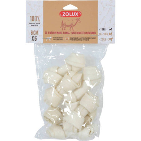 Mangime zolux dolcetto per cani: osso bianco annodato 6cm x6 [482806]