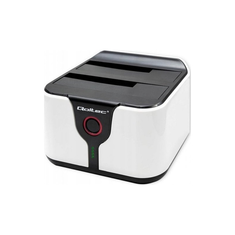 Dock station qoltec per hdd ssd usb 3.1 2.5/3.5 sata iii bianco [aiqols000050309]