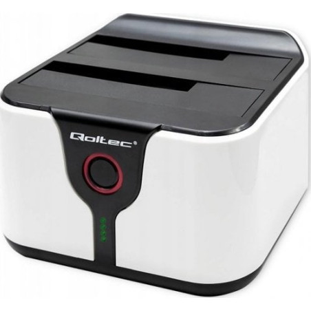 Dock station qoltec per hdd ssd usb 3.1 2.5/3.5 sata iii bianco [aiqols000050309]