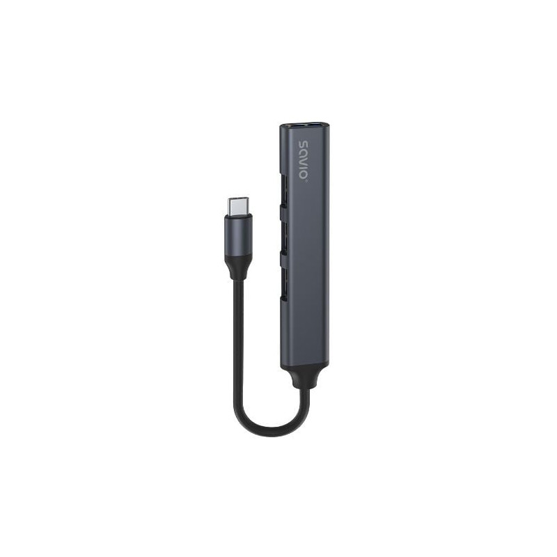 Hub usb savio ak-71 usb-c/usb-a grigio [nusaous4psaak71]