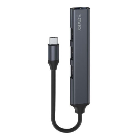 Hub usb savio ak-71 usb-c/usb-a grigio [nusaous4psaak71]