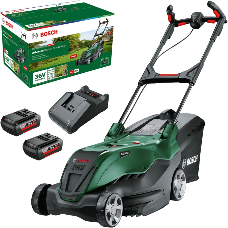 Rasaerba a batteria bosch avanzatorotak 36v-40-650 verde/nero