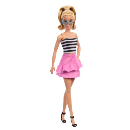Bambola barbie fashionista con top a righe multicolore [hrh11]