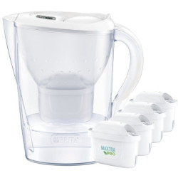 Caraffa filtrante brita marella xl per bottiglia 2.4l bianco 4pz