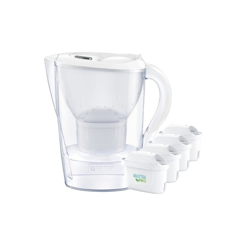 Caraffa filtrante brita marella xl per bottiglia 2.4l bianco 4pz
