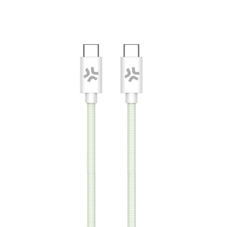 Cavo usb celly intrecciato in cotone usb-c a usb-c 1.5m verde/bianco