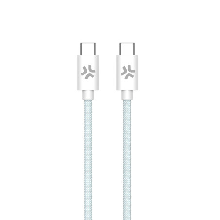 Cavo usb celly intrecciato in cotone usb-c a usb-c 1.5m blu/bianco