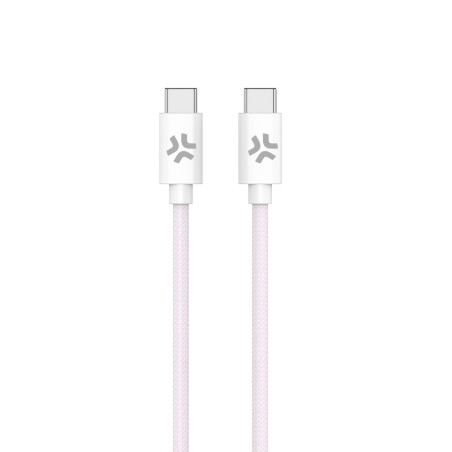 Cavo usb celly intrecciato in cotone usb-c a usb-c 1.5m rosa/bianco