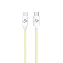 Cavo usb celly intrecciato in cotone usb-c a usb-c 1.5m bianco/giallo