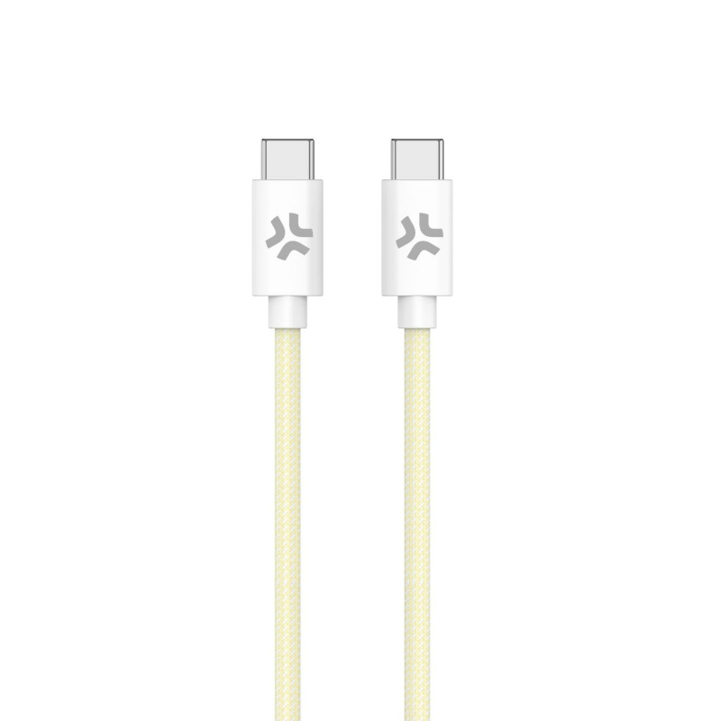 Cavo usb celly intrecciato in cotone usb-c a usb-c 1.5m bianco/giallo