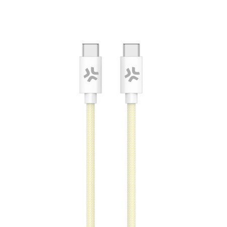 Cavo usb celly intrecciato in cotone usb-c a usb-c 1.5m bianco/giallo