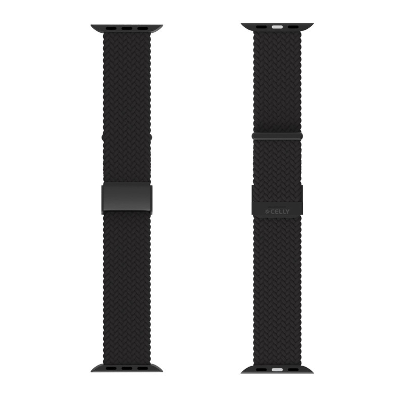 Cinturino celly per apple watch in tessuto 42/44/45mm nero [wbandbraidedbk]