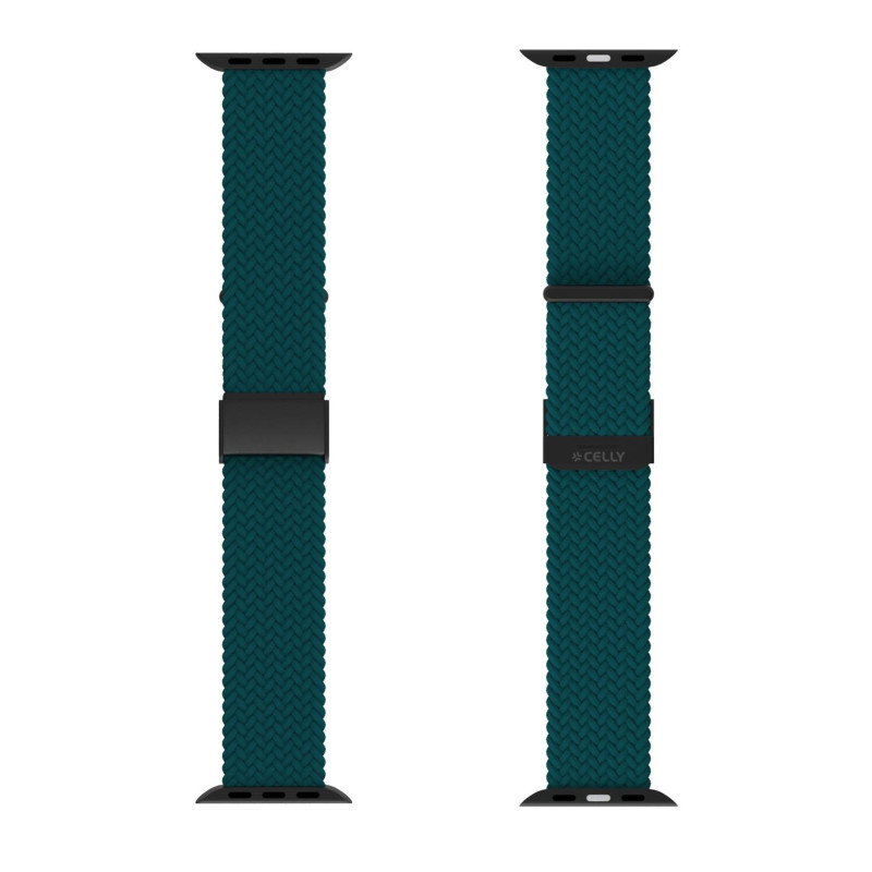 Cinturino celly per apple watch in tessuto 42/44/45mm verde [wbandbraidedgn]