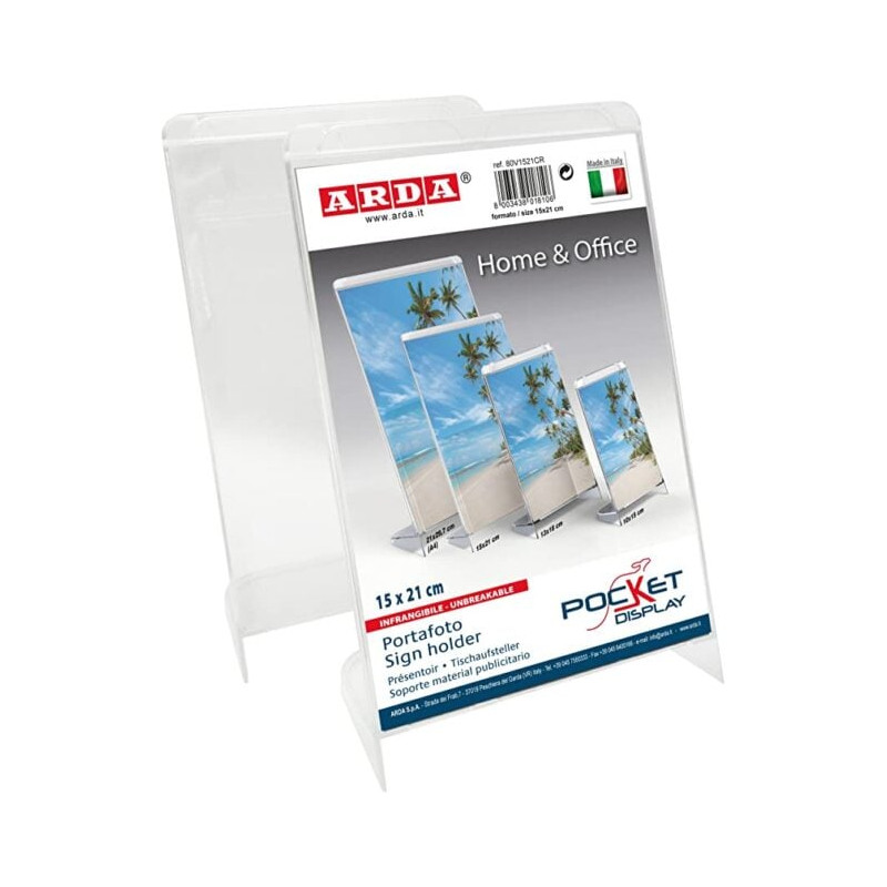 Portafoto arda a5 verticale colore cristallo 15x21cm [80v1521cr]