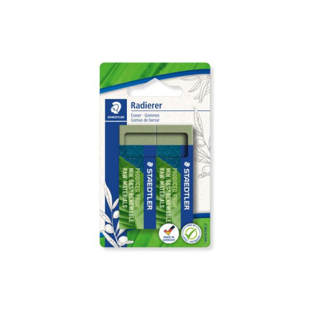 Gomma staedtler con materiali naturali 65x23x10mm verde 2pz [52680bk2]