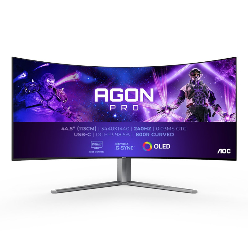 Monitor oled 44.5" aoc agon pro ag456uczd wide quad hd 3440x1440p
