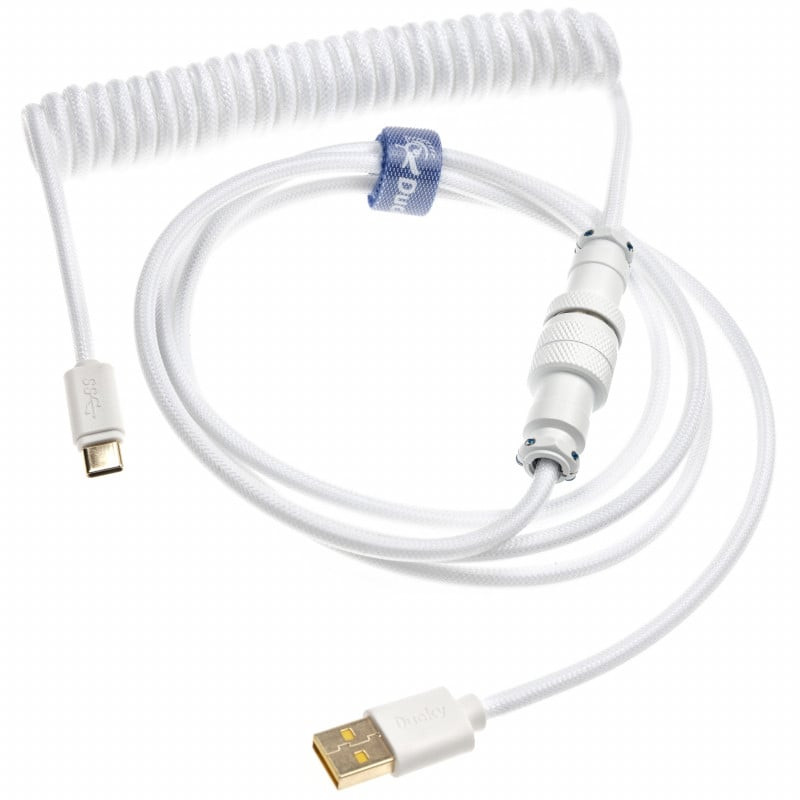Cavo a spirale per tastiera ducky usb-a/usb-c 1.8m bianco
