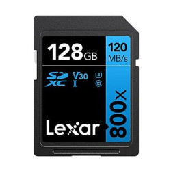 128gb scheda di memoria lexar sdxc 800x pro 150mb/s c10 v30 u3 nero/blu