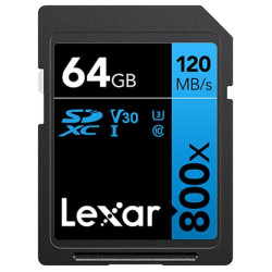 64gb scheda di memoria lexar sdxc 800x pro 120mb/s c10 v30 u3 nero/blu