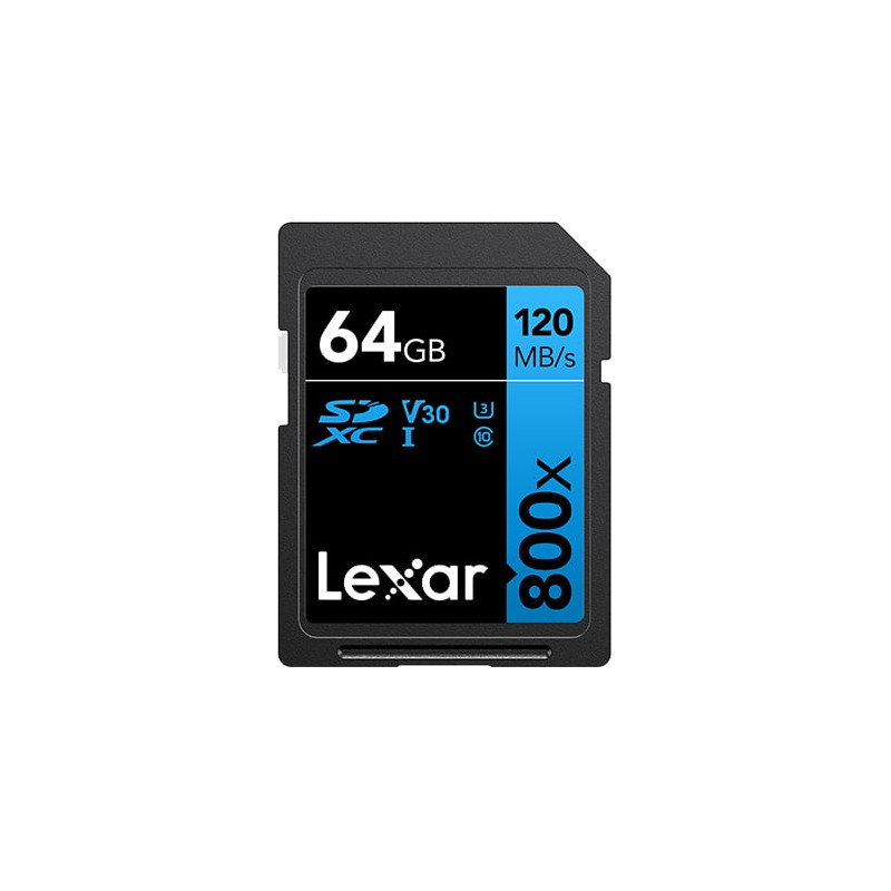 64gb scheda di memoria lexar sdxc 800x pro 120mb/s c10 v30 u3 nero/blu