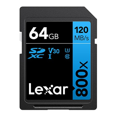 64gb scheda di memoria lexar sdxc 800x pro 120mb/s c10 v30 u3 nero/blu