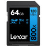 64gb scheda di memoria lexar sdxc 800x pro 120mb/s c10 v30 u3 nero/blu