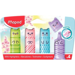 Evidenziatori pastello maped cf4 mini kawaii cats 4 colori 4pz [743604]